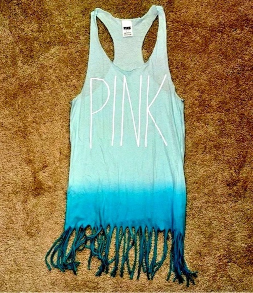 Victoria’s Secret PINK Ombre Fringe Tank – Y2K Swim Cover-Up Size Small EUC